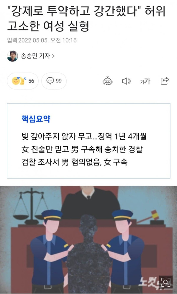 허위 고소한 여성 실형